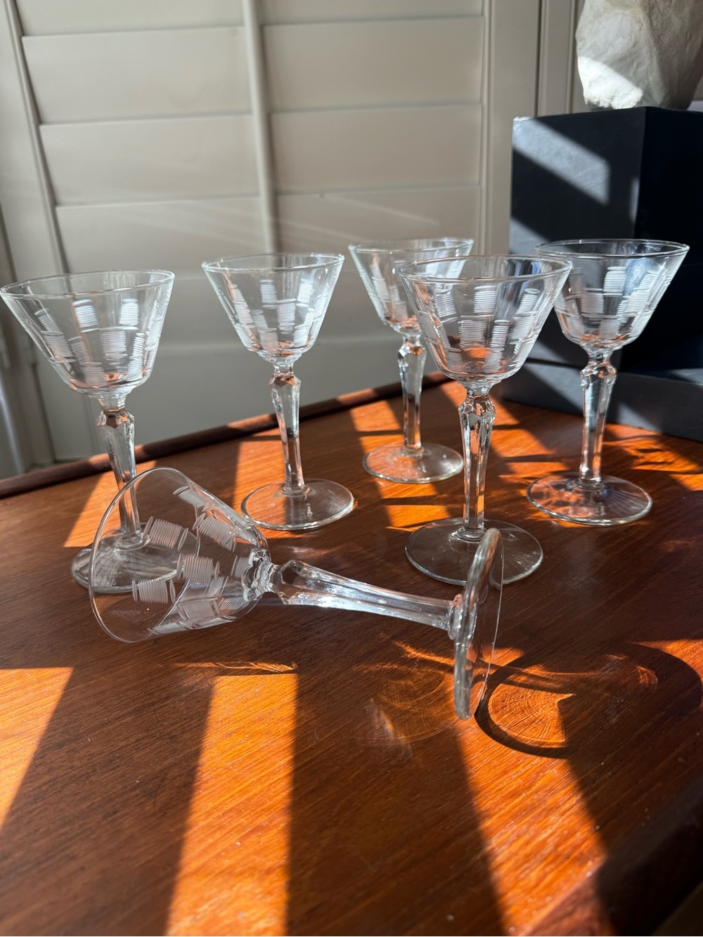 Crystal Etched Coupe Glasses - Clear (Set of 6)